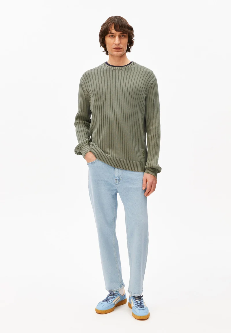 PIGMENT DYE RIPP-STRICKPULLOVER | fatigue green