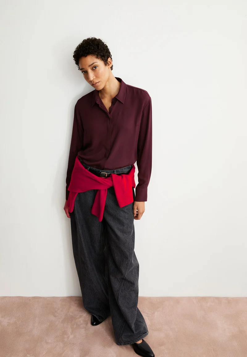 LARISAANA LANGARMBLUSE | dark cranberry
