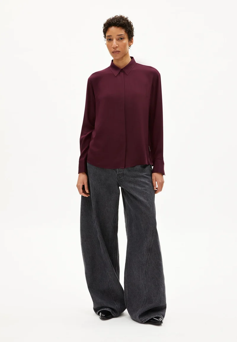 LARISAANA LANGARMBLUSE | dark cranberry