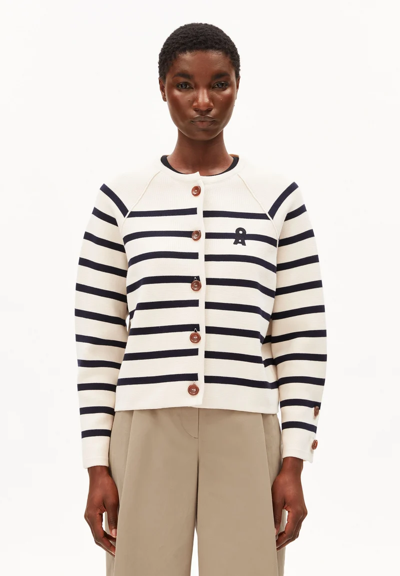PLACED STRIPE KNIT CARDIGAN