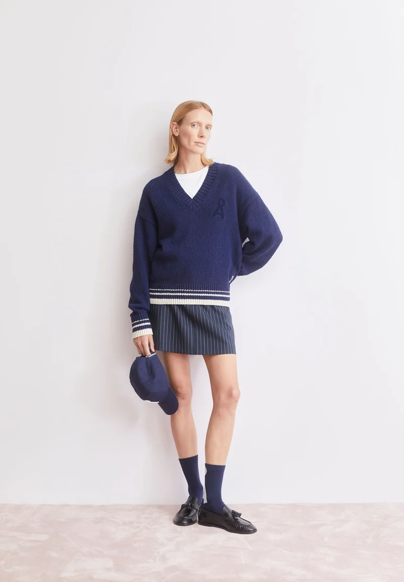 ICONIC Å COLLEGE STRICKPULLOVER | tinted navy-oatmilk