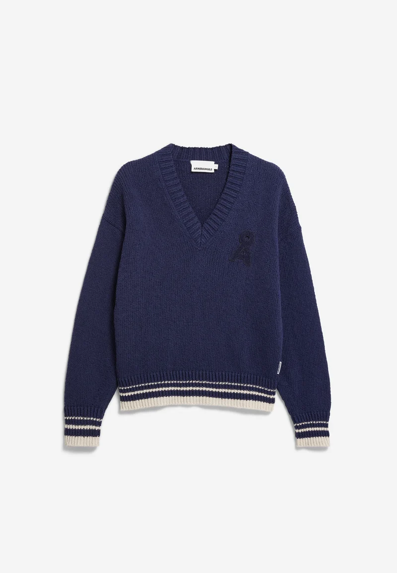 ICONIC Å COLLEGE STRICKPULLOVER | tinted navy-oatmilk