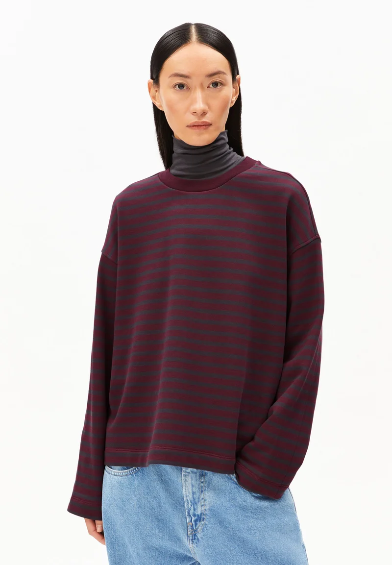 FRANKAA MAARLEN GESTREIFTES SWEATSHIRT | dark cranberry-dark steel