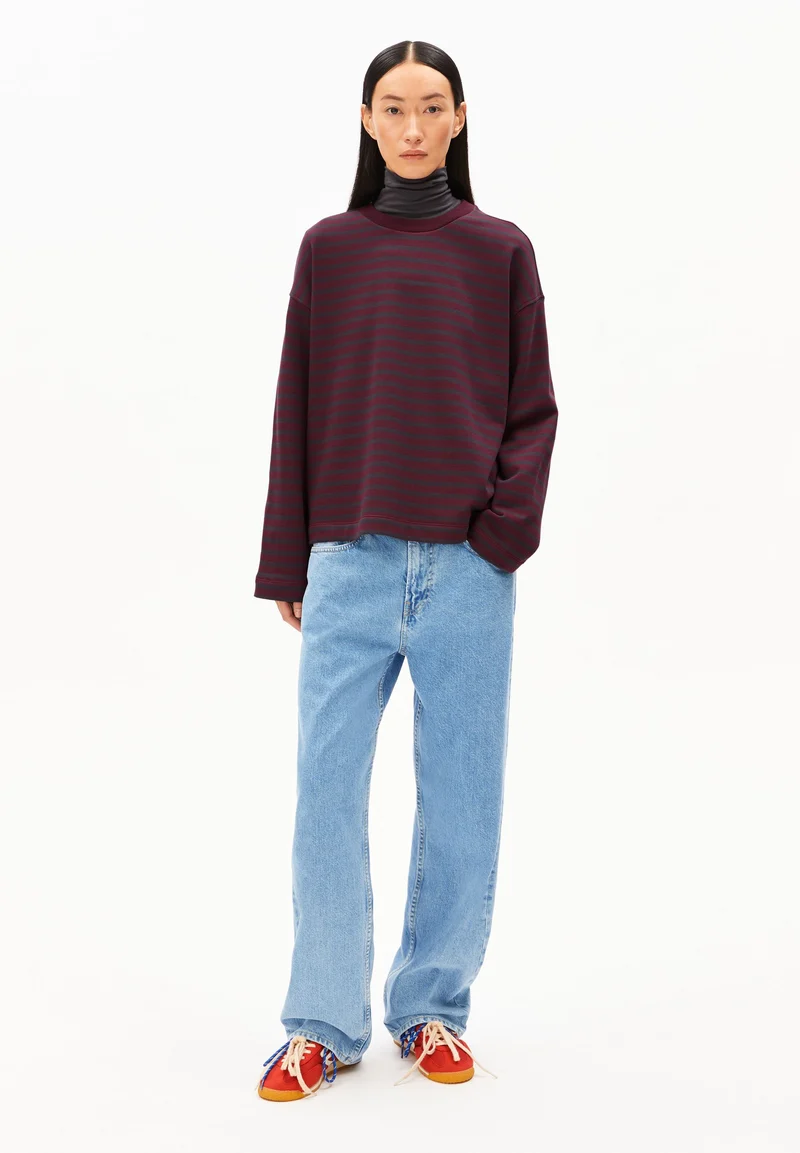 FRANKAA MAARLEN GESTREIFTES SWEATSHIRT | dark cranberry-dark steel