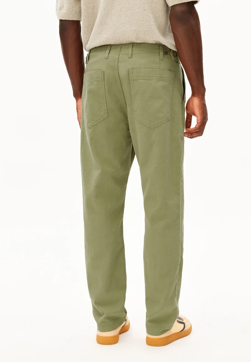 BAUMWOLLL-LEINEN-HOSE | fatigue green