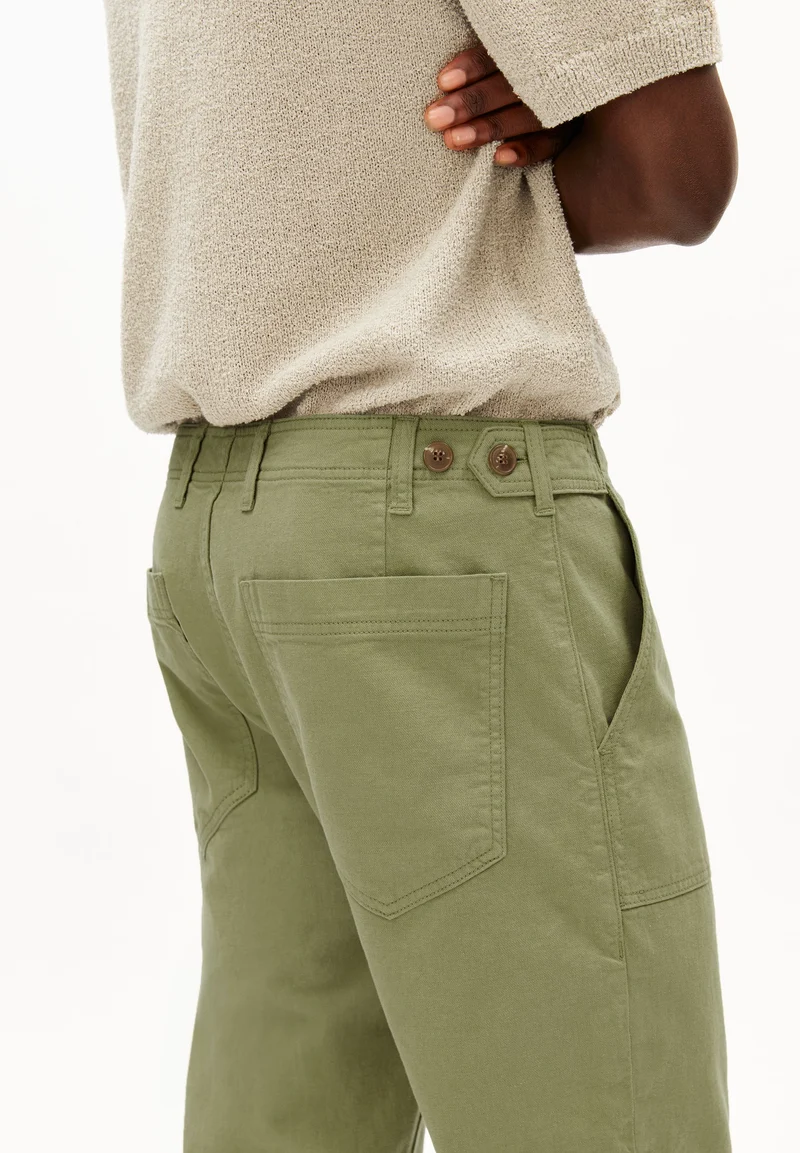 BAUMWOLLL-LEINEN-HOSE | fatigue green