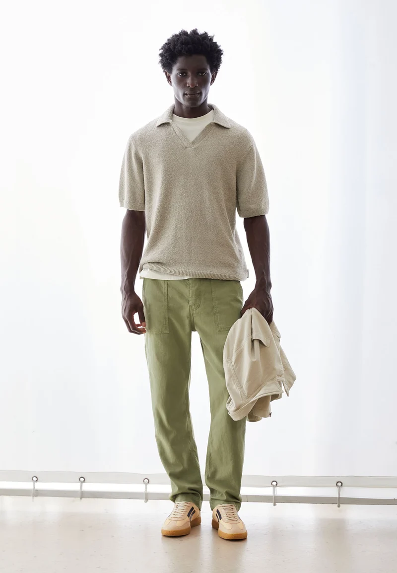 BAUMWOLLL-LEINEN-HOSE | fatigue green