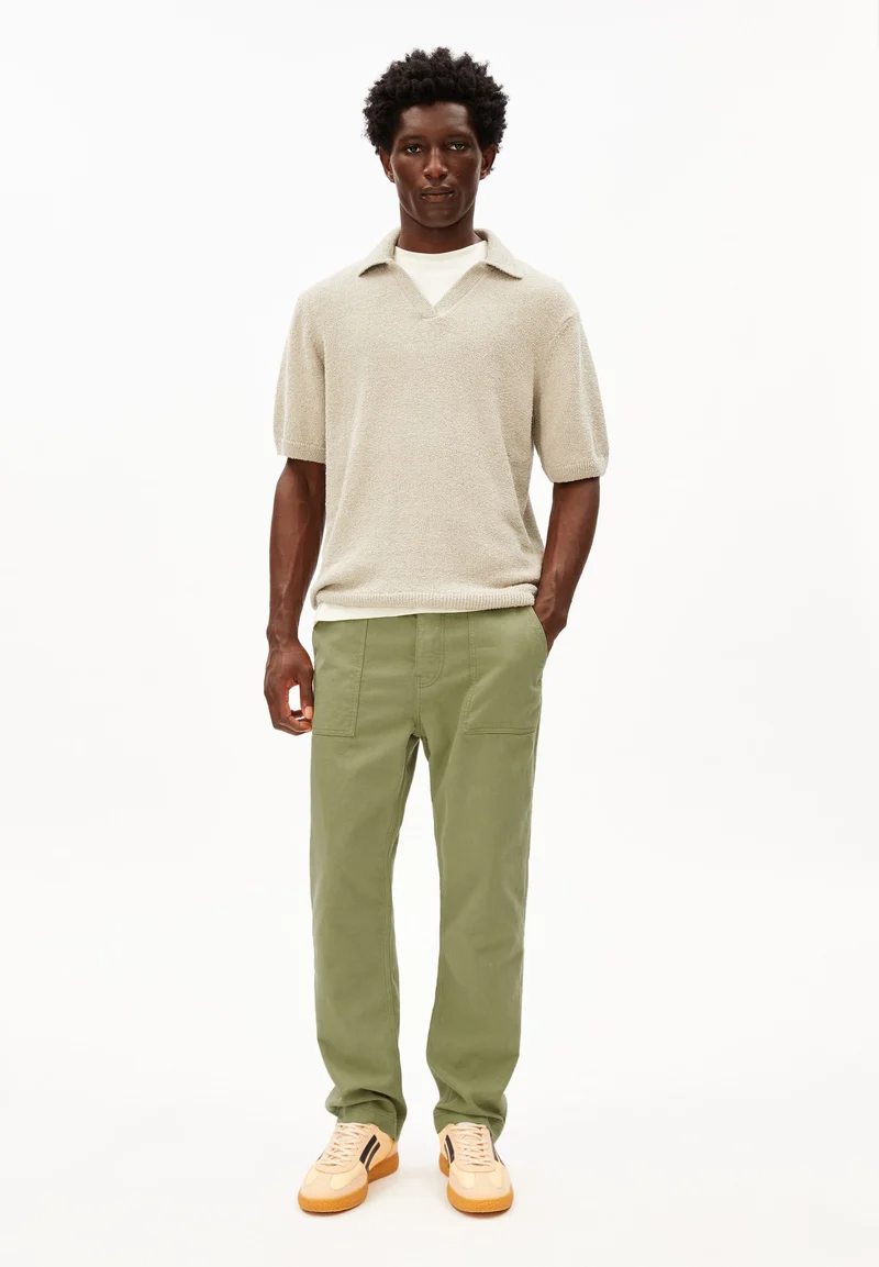 BAUMWOLLL-LEINEN-HOSE | fatigue green