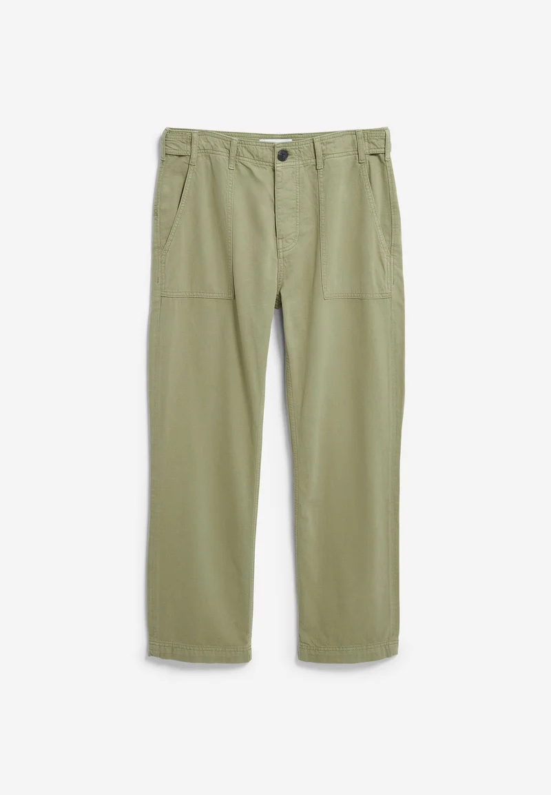 BAUMWOLLL-LEINEN-HOSE | fatigue green