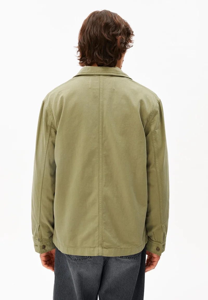 BAUMWOLL-LEINEN-JACKE | fatigue green