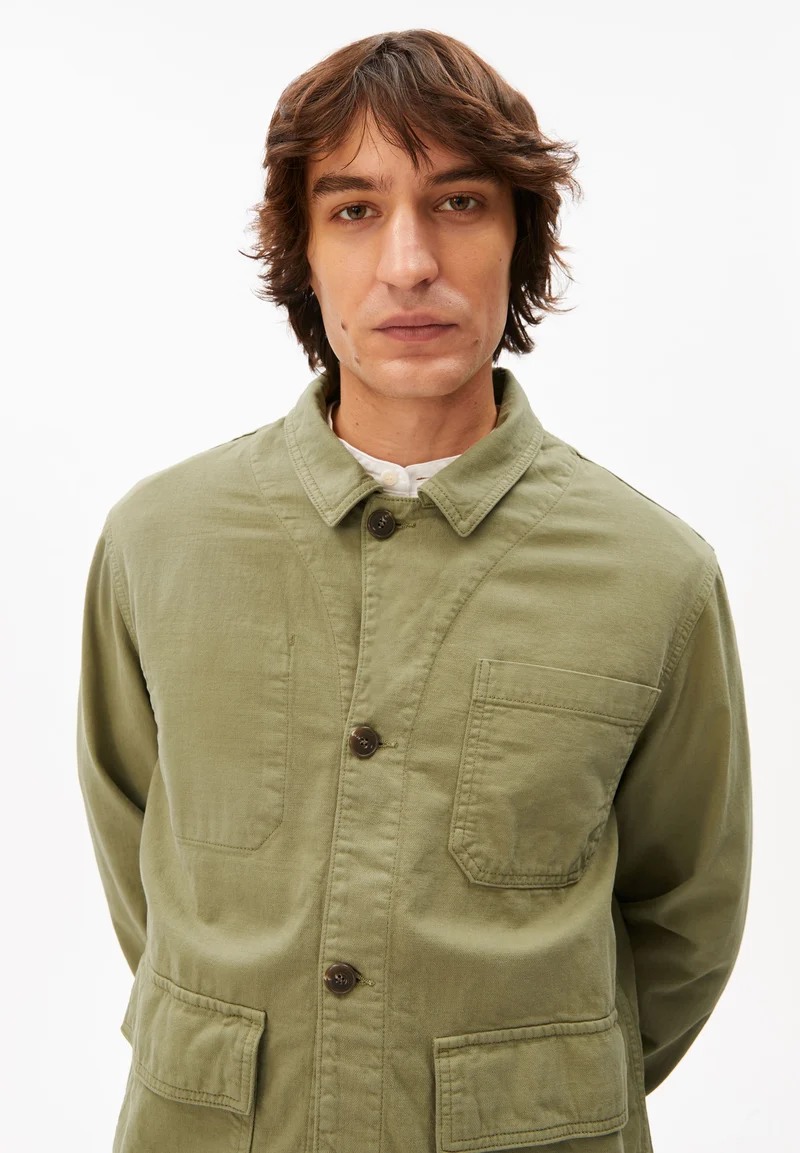 BAUMWOLL-LEINEN-JACKE | fatigue green