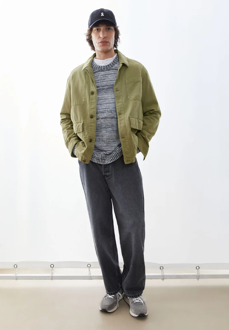 BAUMWOLL-LEINEN-JACKE | fatigue green