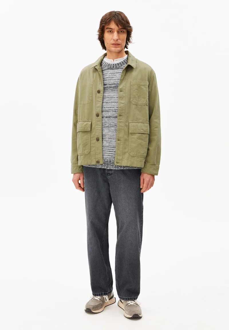 BAUMWOLL-LEINEN-JACKE | fatigue green