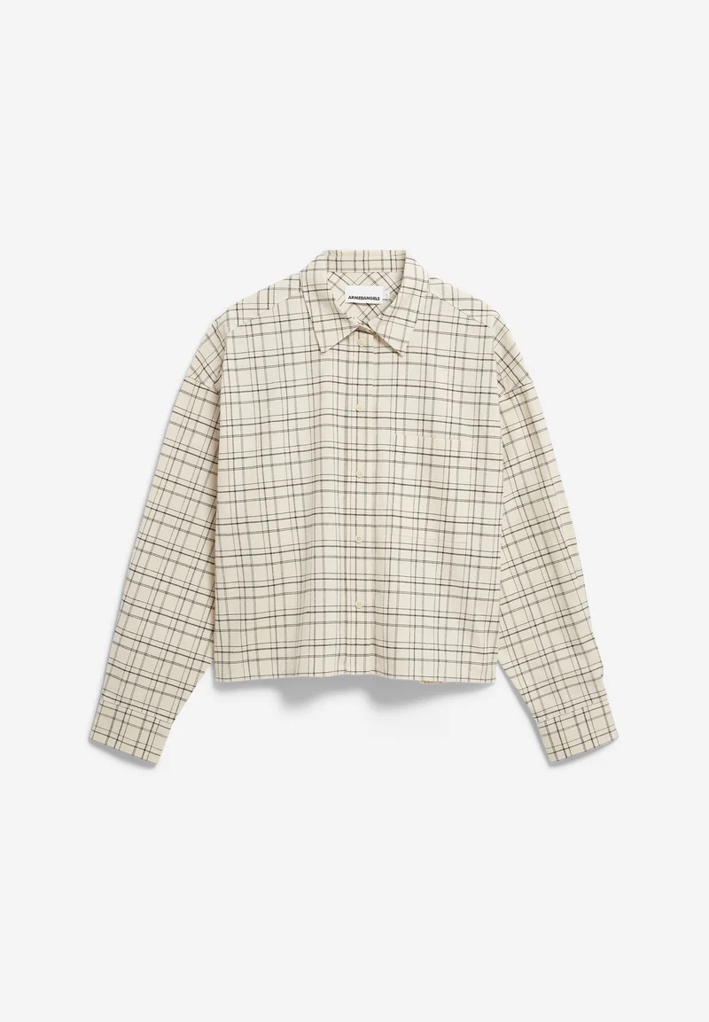 KARIERTE BOXY BLUSE | oatmilk-black