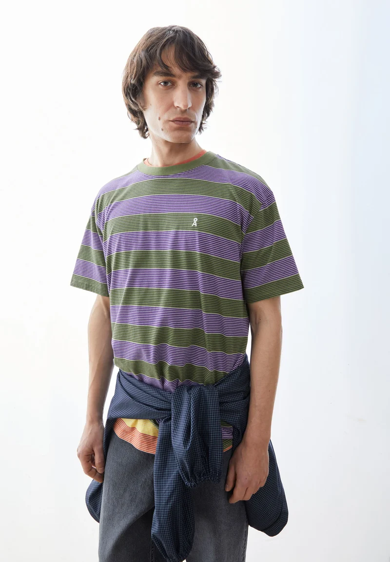 MAARKOS MULTI GESTREIFTES T-SHIRT | pungent purple-fatigue green