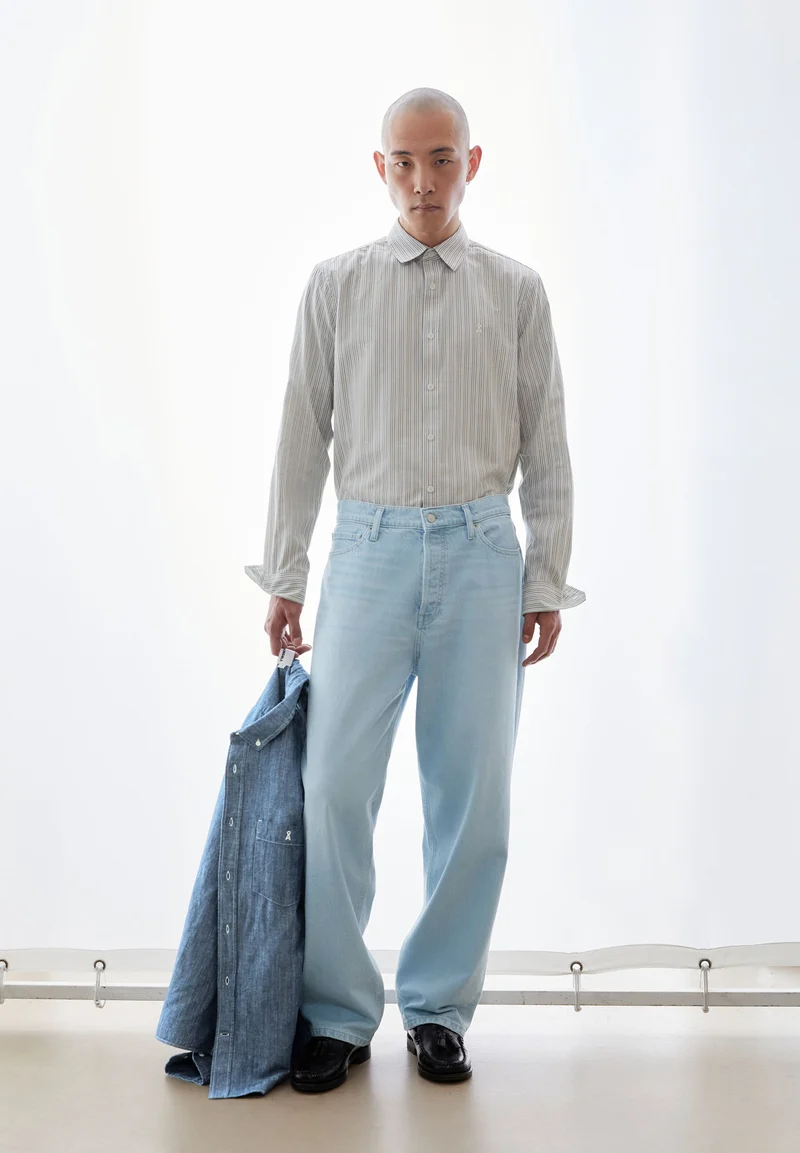 GESTREIFTES LANGARMHEMD | fatigue green
