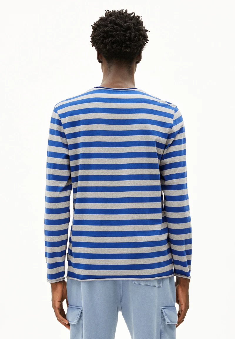 MAARKOS LS STRIPES BR | silver melange-dark wave