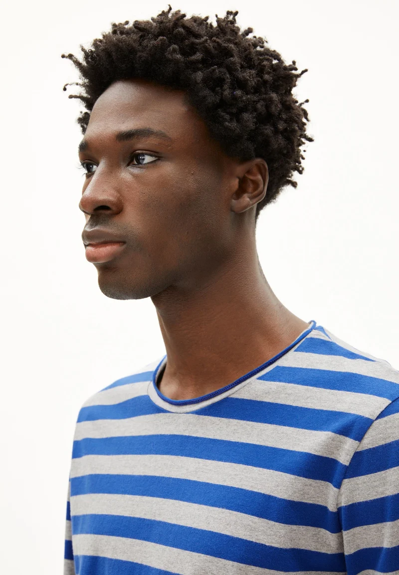 MAARKOS LS STRIPES BR | silver melange-dark wave