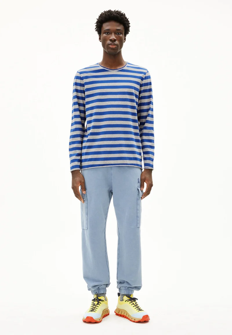 MAARKOS LS STRIPES BR | silver melange-dark wave