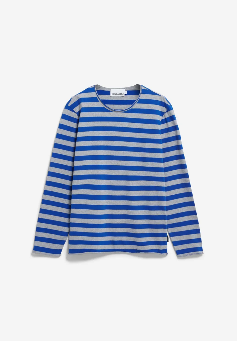 MAARKOS LS STRIPES BR | silver melange-dark wave