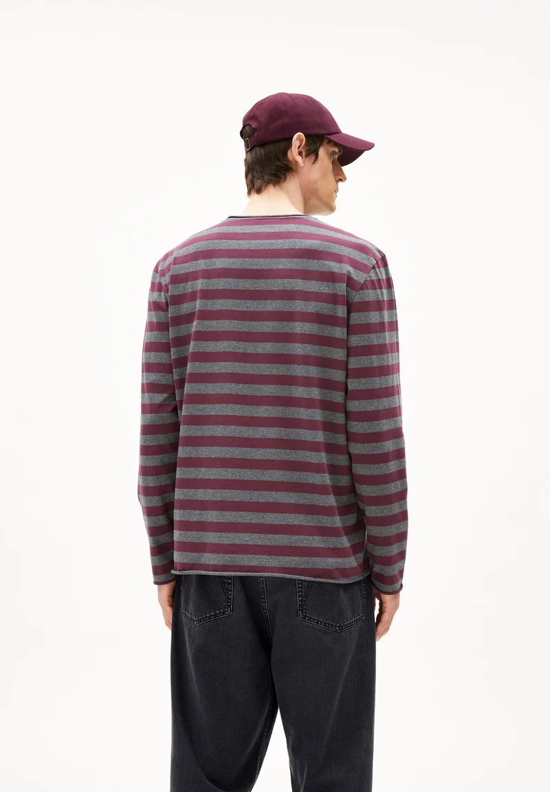 MAARKOS LS STRIPES BR | steel melange-dark cranberry