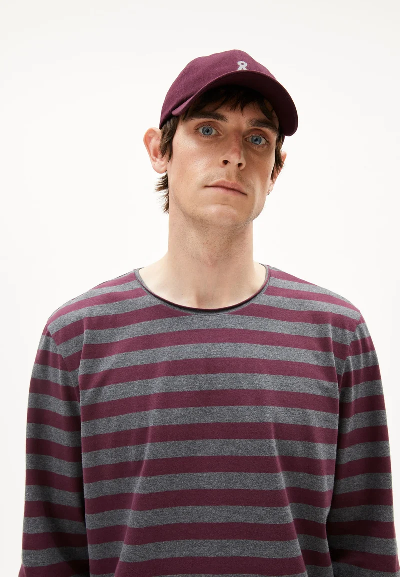 MAARKOS LS STRIPES BR | steel melange-dark cranberry