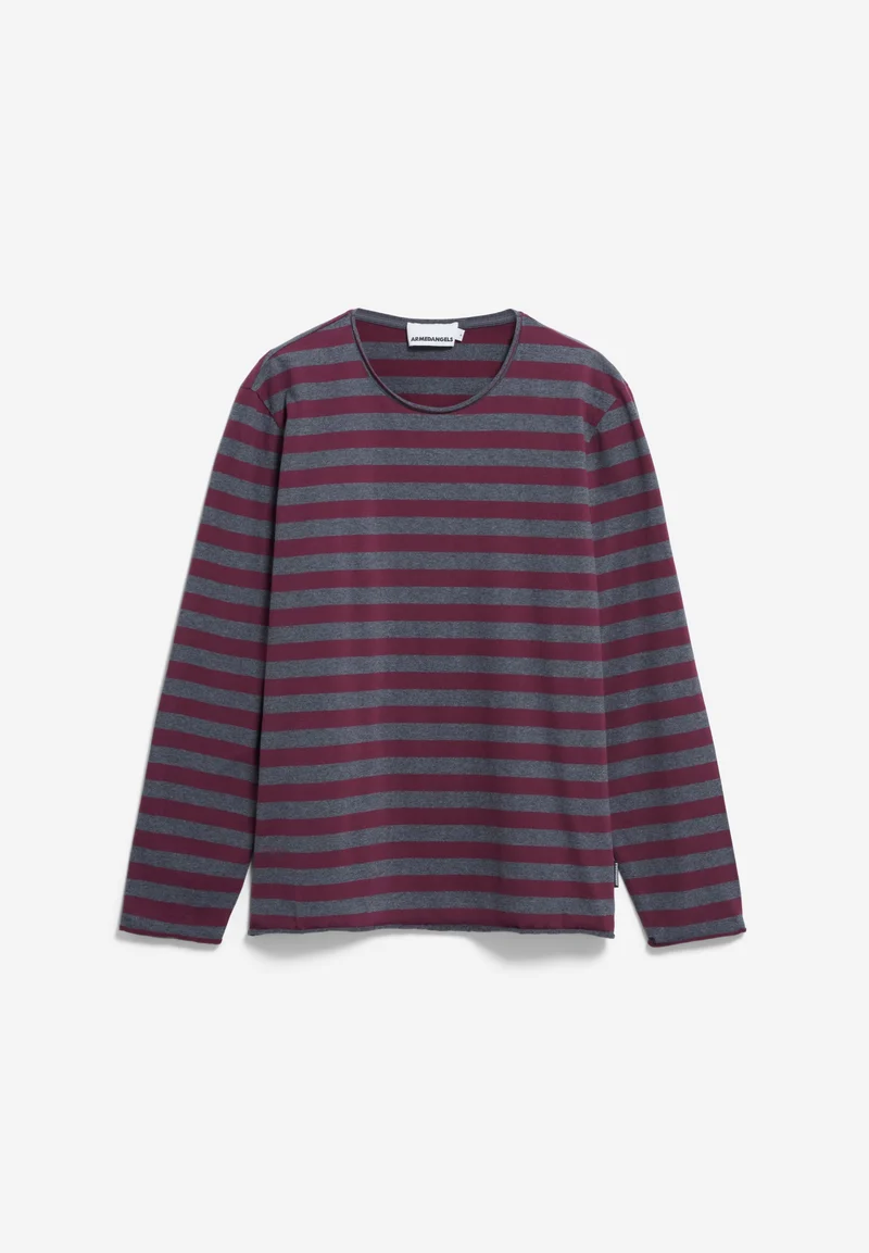 MAARKOS LS STRIPES BR | steel melange-dark cranberry