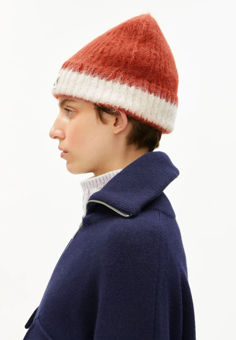 JUPILAA STRIPED UN-WASTED MÜTZE | emergency red-oatmilk