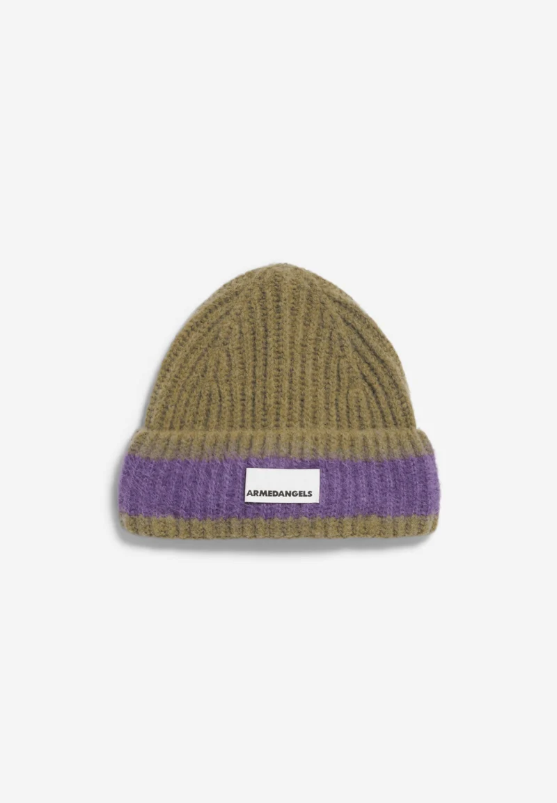 JUPILAA STRIPED UN-WASTED MÜTZE | oliva-dark purple stone