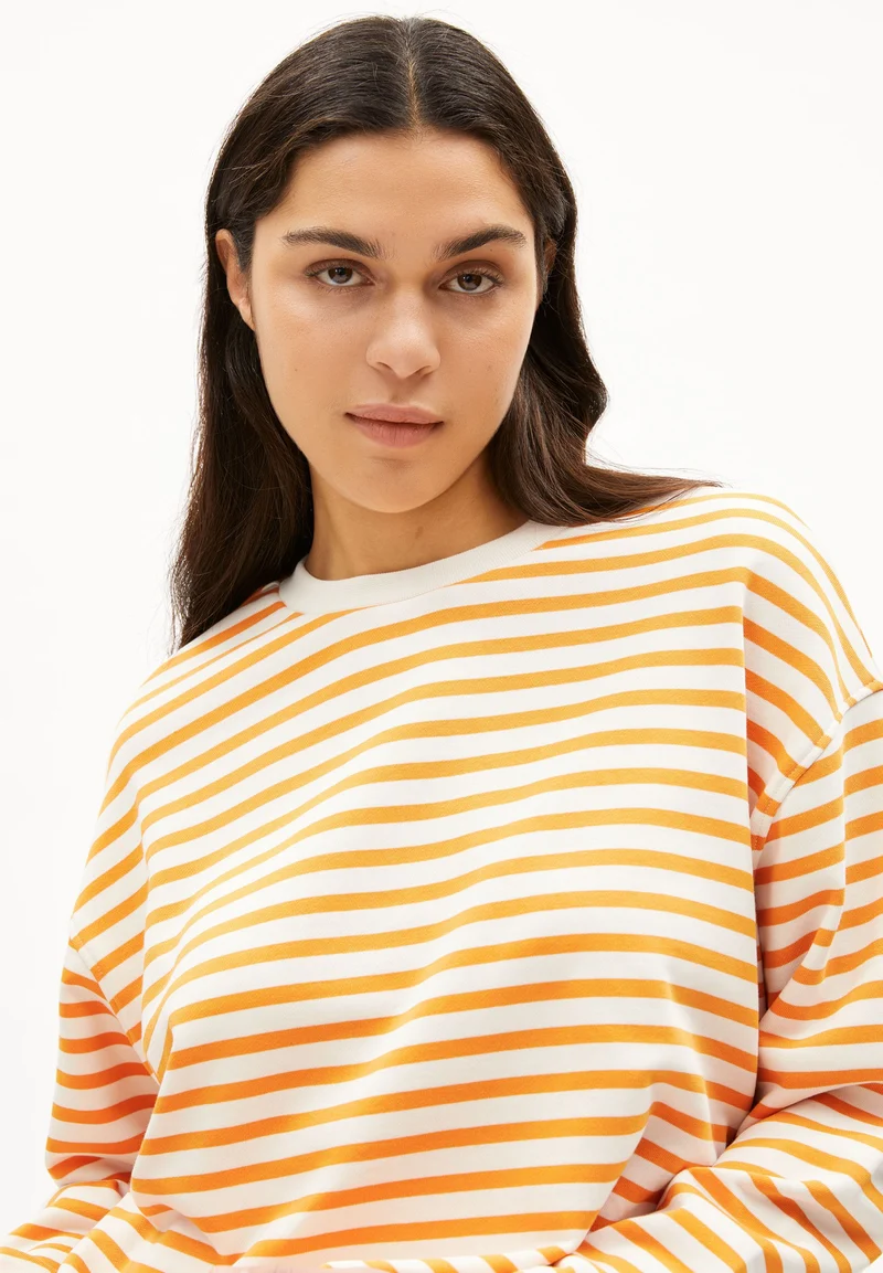 FRANKAA MAARLEN GESTREIFTES SWEATSHIRT | undyed-light tangerine