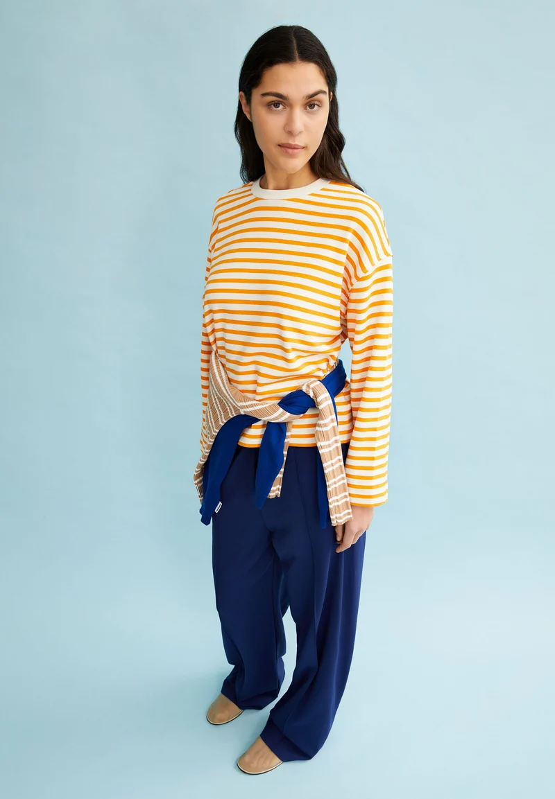 FRANKAA MAARLEN GESTREIFTES SWEATSHIRT | undyed-light tangerine