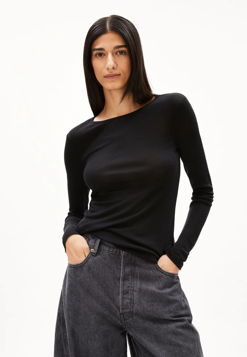 MAIAA WOLL-MIX LANGARMSHIRT | black