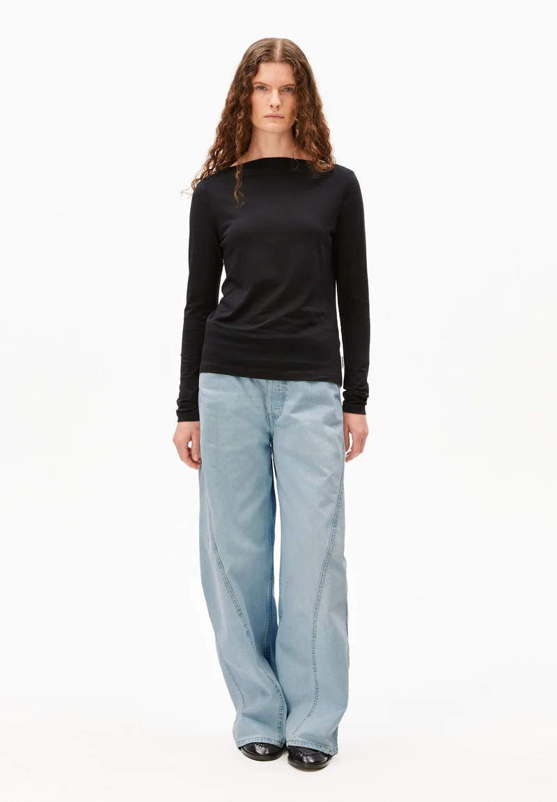 BOAT NECK LANGARMSHIRT | black