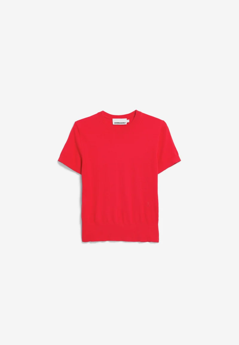 KURZÄRMLIGER STRICKPULLOVER | mars red
