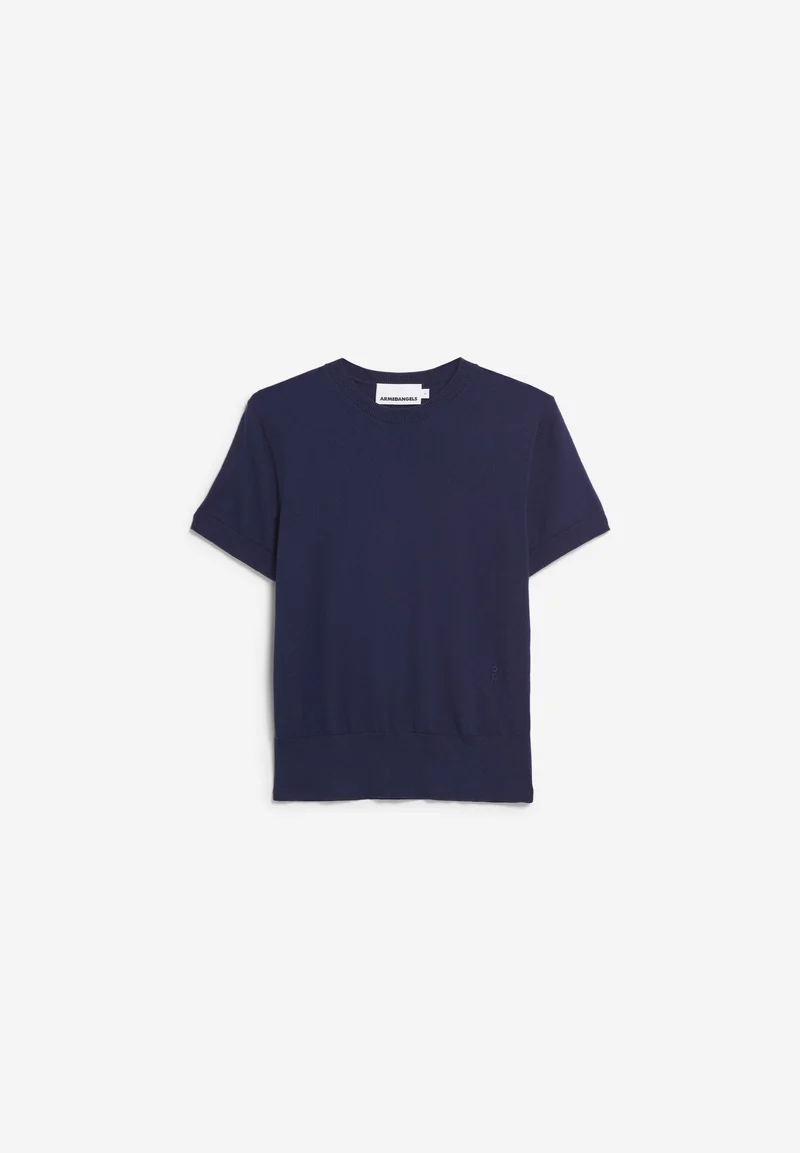 KURZÄRMLIGER STRICKPULLOVER | tinted navy