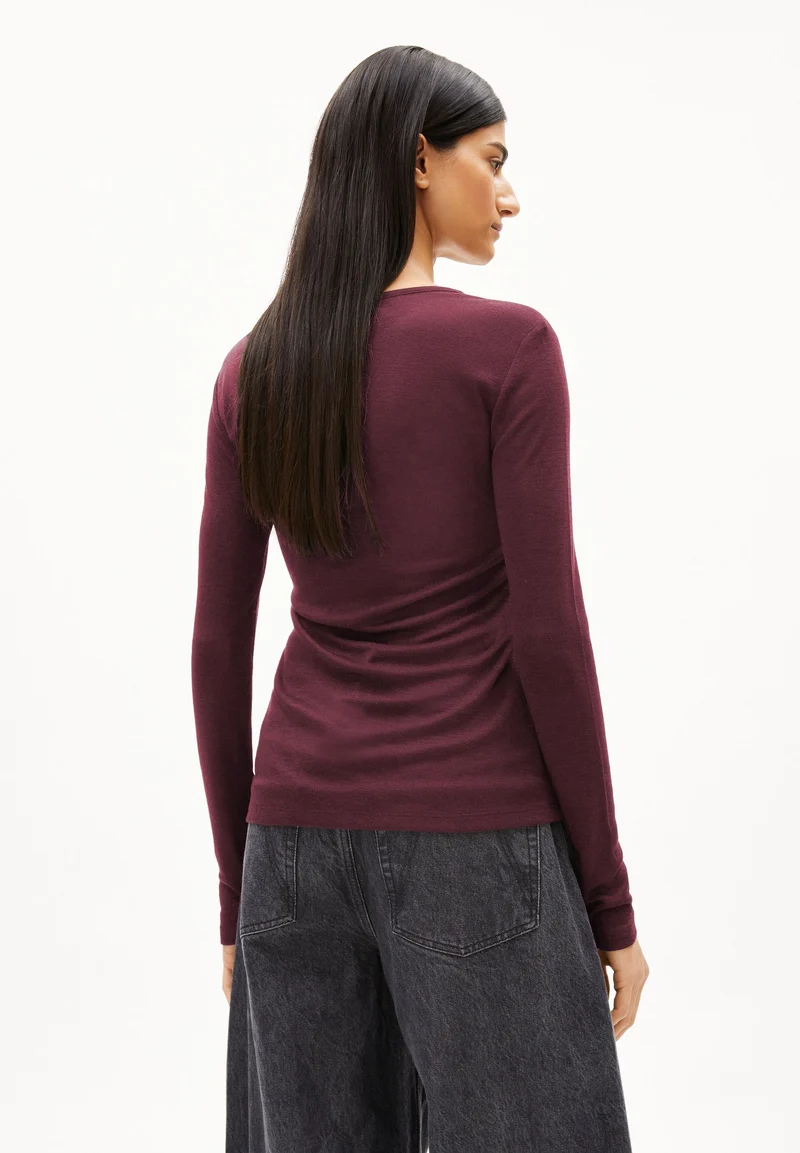 MAIAA WOLL-MIX LANGARMSHIRT | dark cranberry