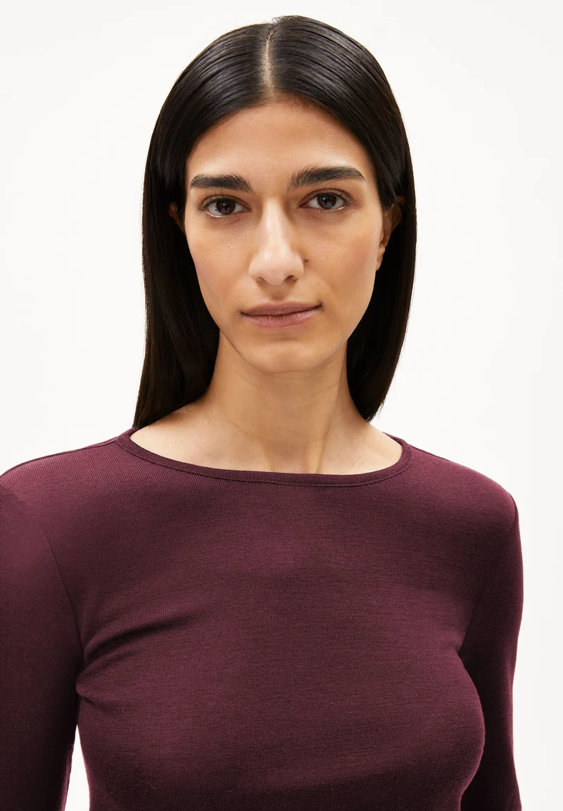 MAIAA WOLL-MIX LANGARMSHIRT | dark cranberry