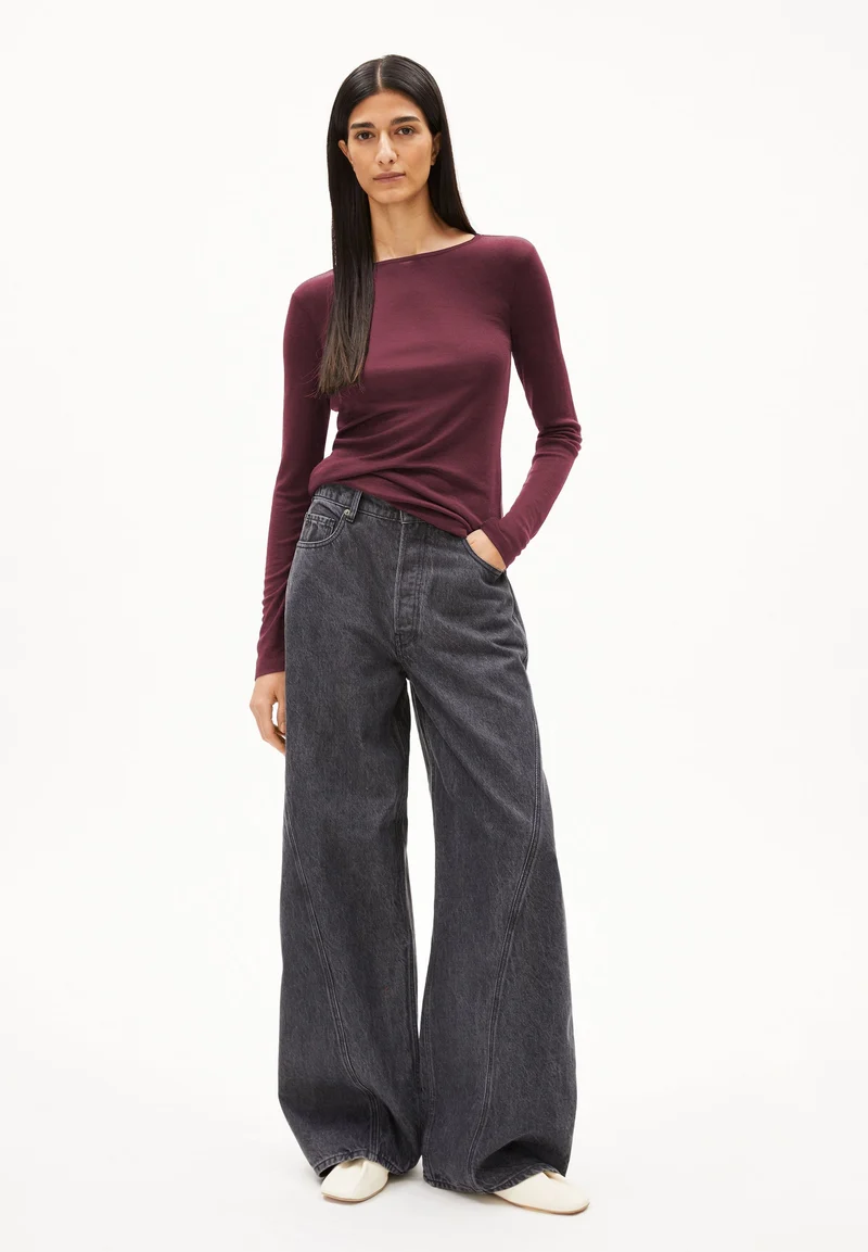 MAIAA WOLL-MIX LANGARMSHIRT | dark cranberry