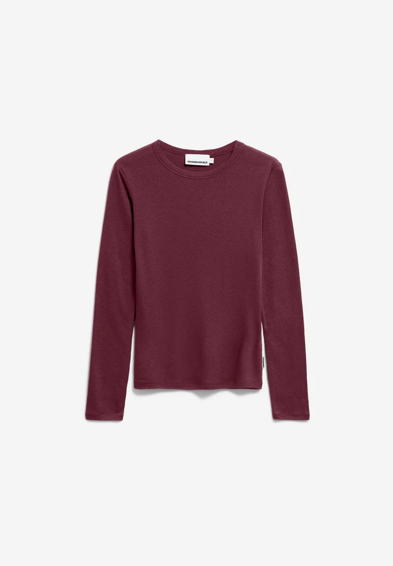 MAIAA WOLL-MIX LANGARMSHIRT | dark cranberry