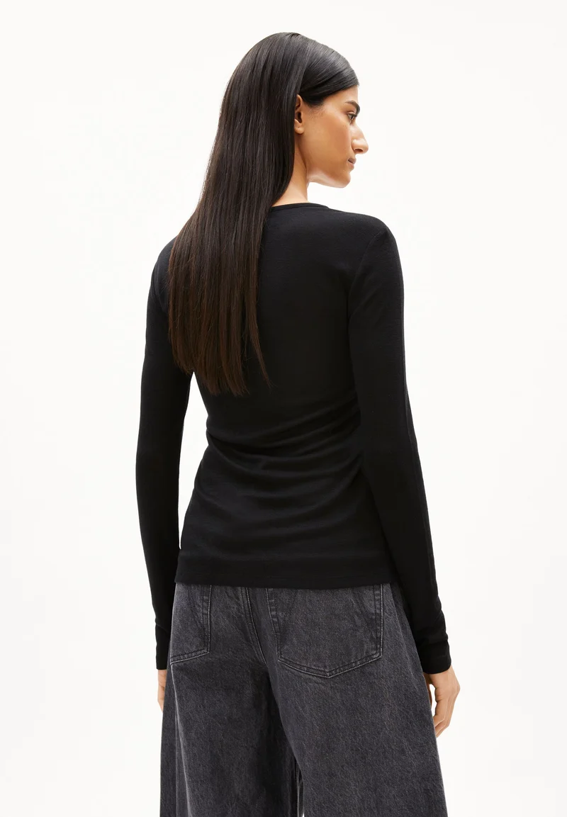 MAIAA WOLL-MIX LANGARMSHIRT | black