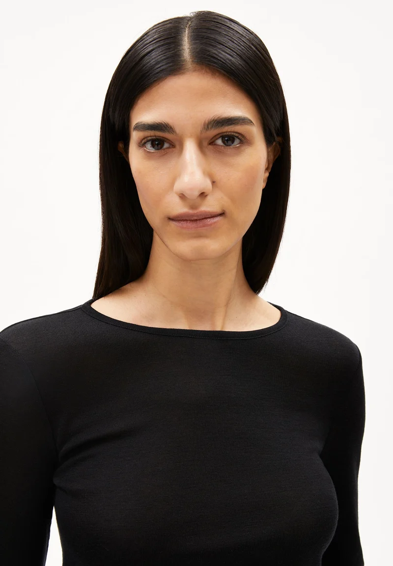 MAIAA WOLL-MIX LANGARMSHIRT | black