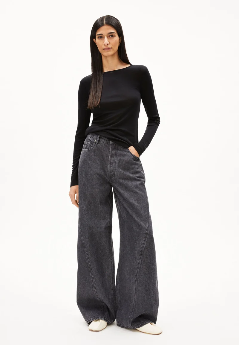 MAIAA WOLL-MIX LANGARMSHIRT | black