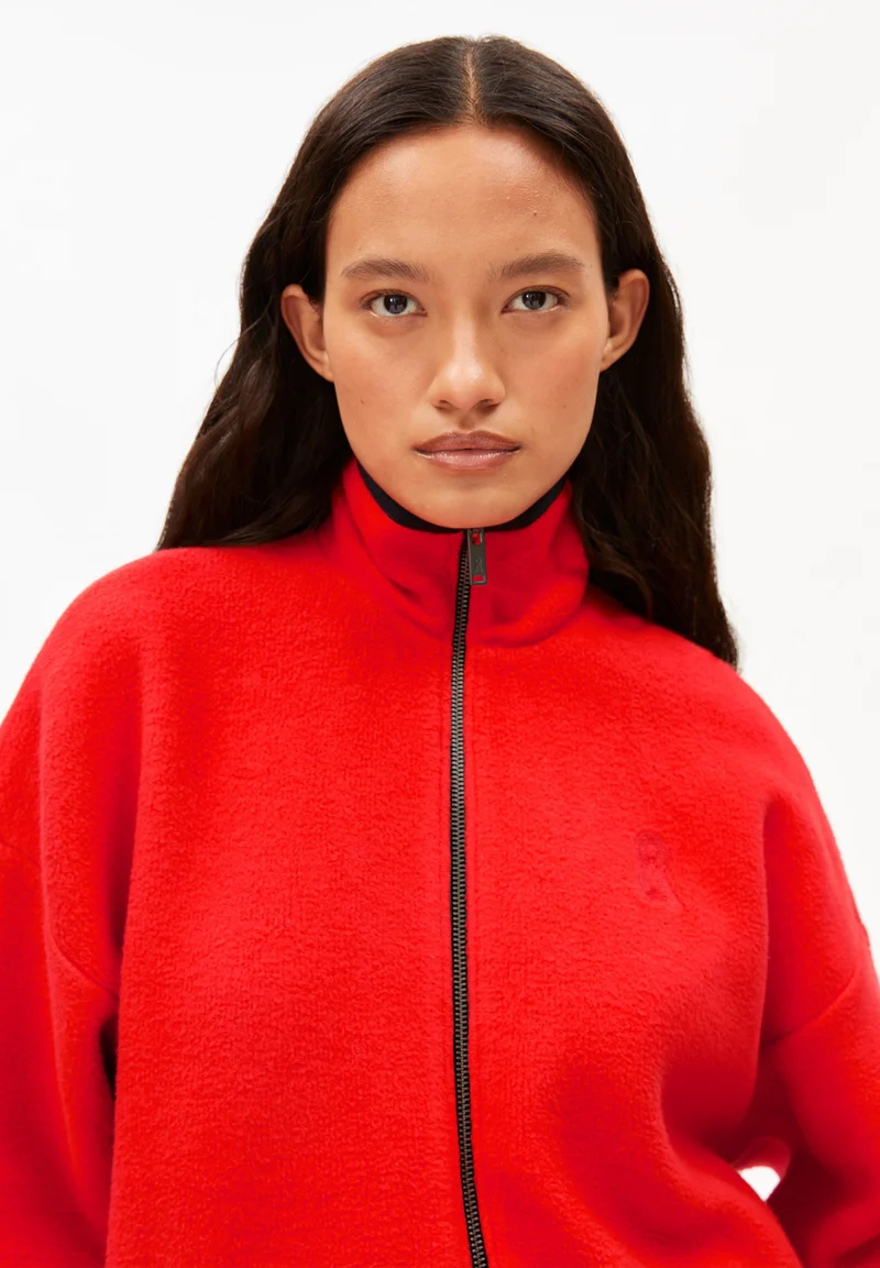BAUMWOLL-FLEECEJACKE | mars red