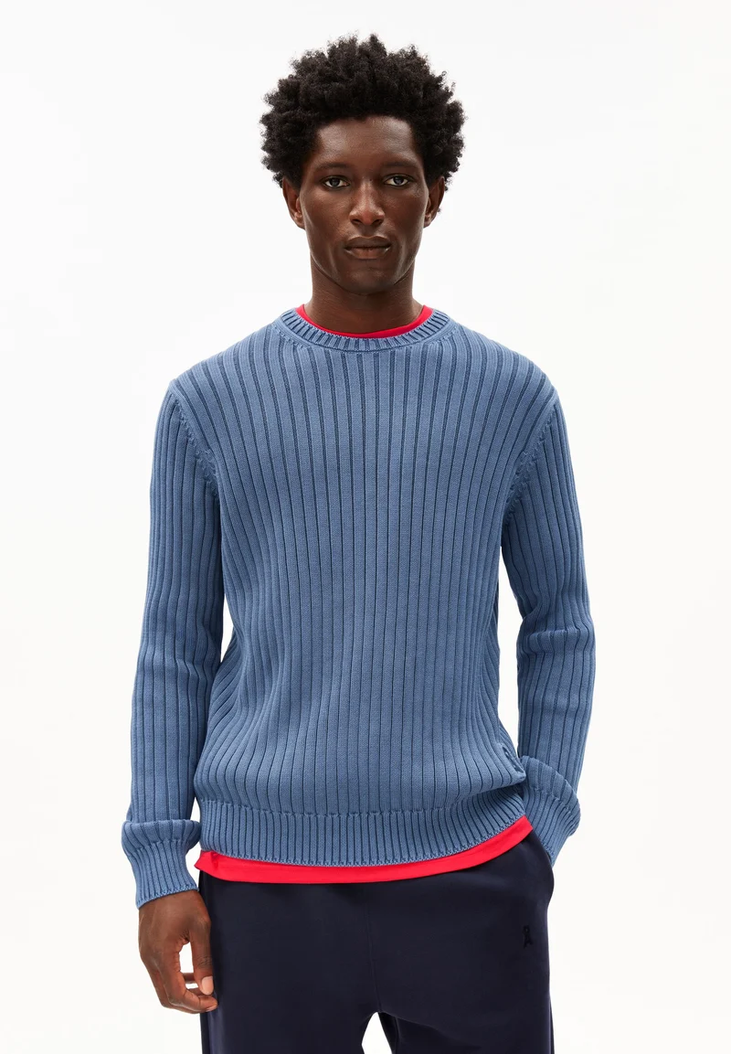 PIGMENT DYE RIPP-STRICKPULLOVER | light tinted navy
