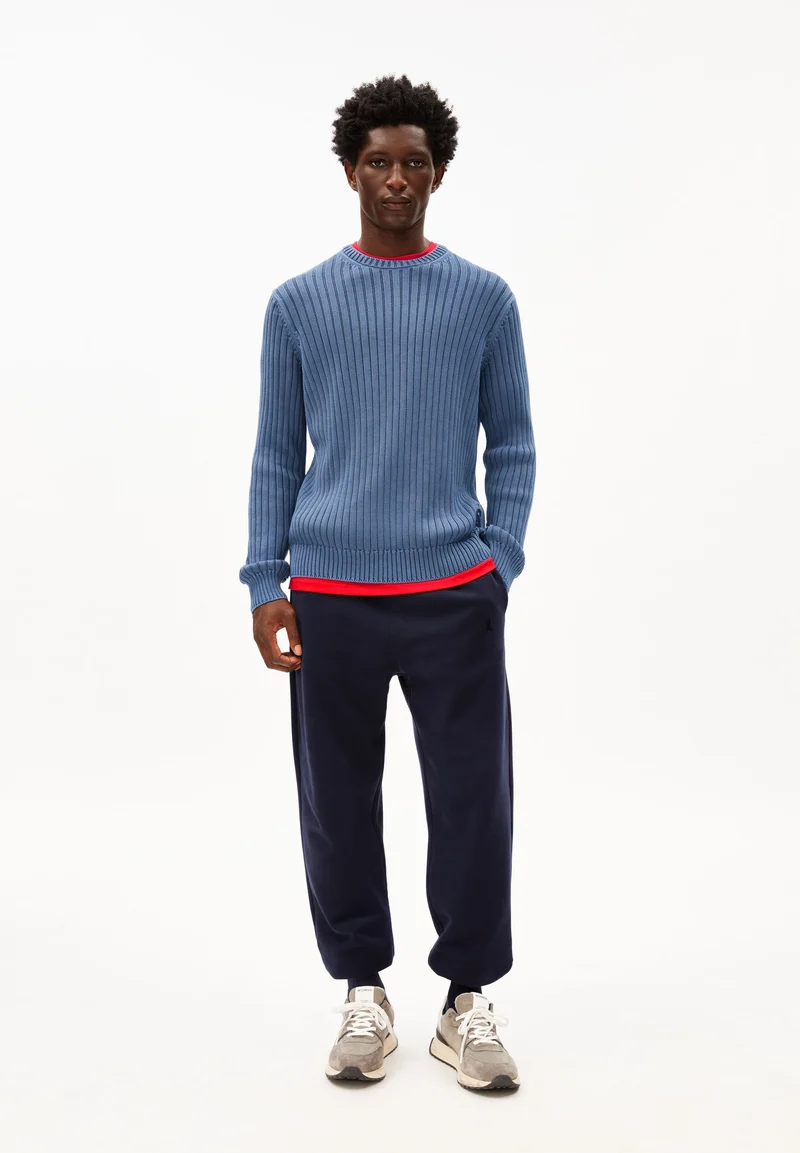 PIGMENT DYE RIPP-STRICKPULLOVER | light tinted navy