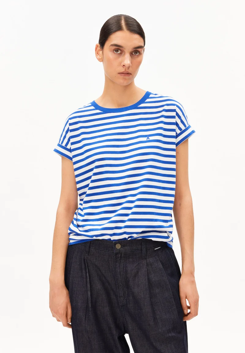 IDAARA GESTREIFTES T-SHIRT | white-dynamo blue