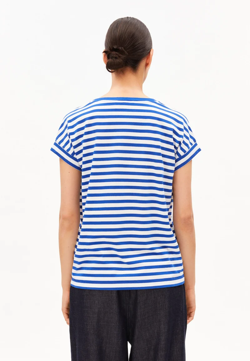 IDAARA GESTREIFTES T-SHIRT | white-dynamo blue