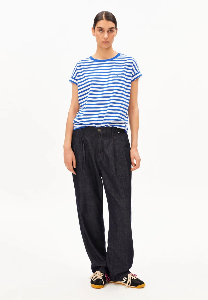 IDAARA GESTREIFTES T-SHIRT | white-dynamo blue