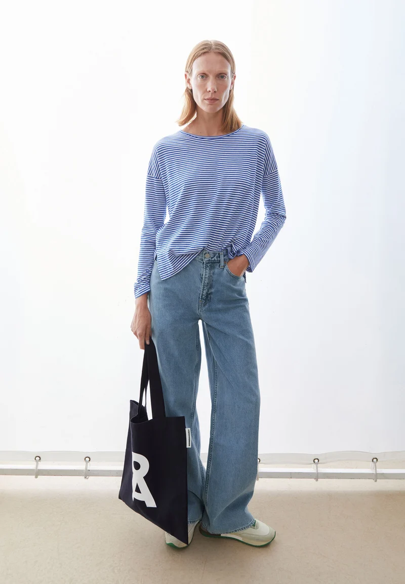 XIANAA GESTREIFTES LANGARMSHIRT | oatmilk-dynamo blue