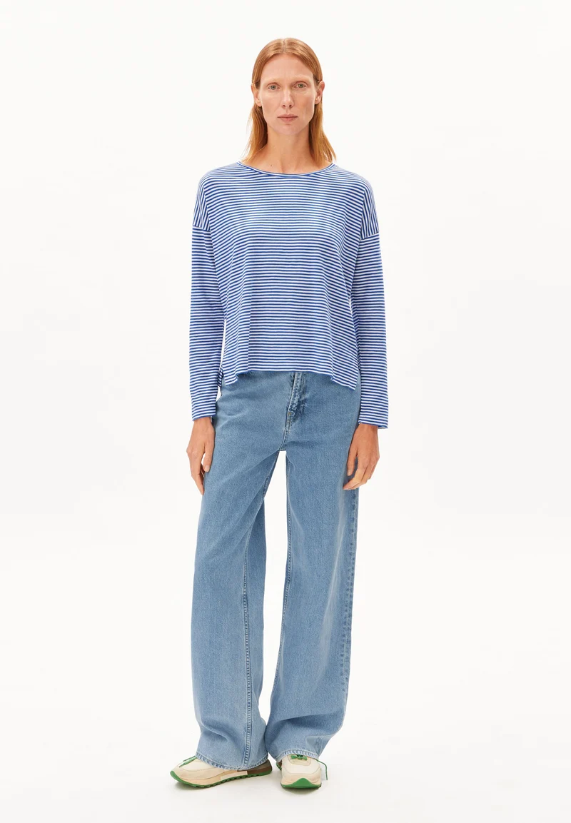 XIANAA GESTREIFTES LANGARMSHIRT | oatmilk-dynamo blue